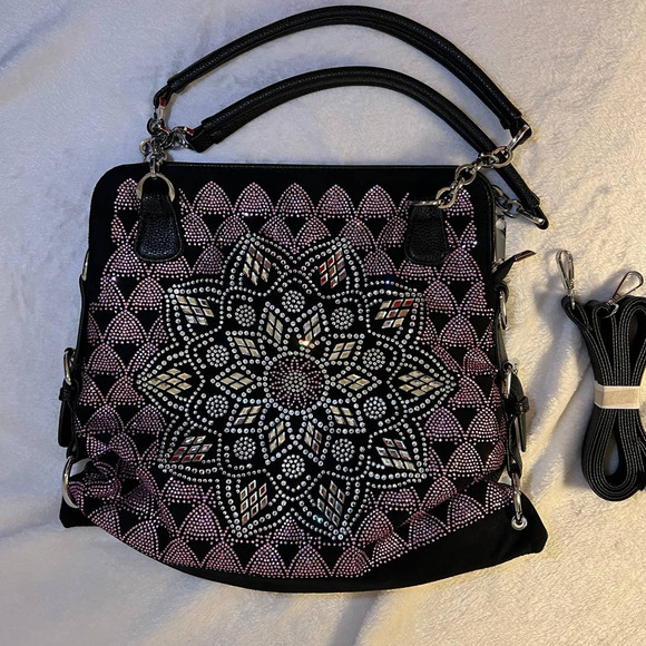 Glitz and Ears Boutique Flower Rhinestone Bling Hand Bag NEW - Picture 2 of 12